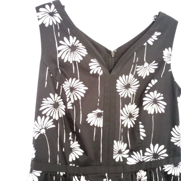 Talbots Black & White Daisy Print Fit and Flare Dress - Picture 4 of 10